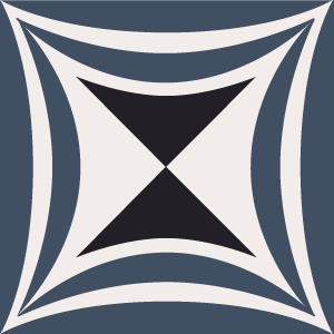 Decorative cement tile Convexus 1 with stars and radial forms, triangles, volume and 3D effect